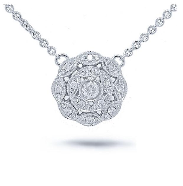 0.38 Ctw 14k White Gold Diamond Necklace