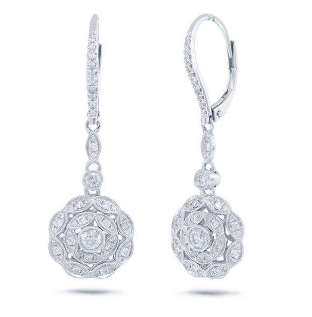 0.72 Ctw 14k White Gold Diamond Earring