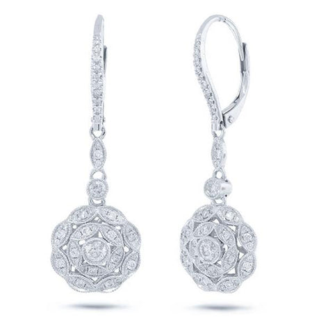 0.72 Ctw 14k White Gold Diamond Earring