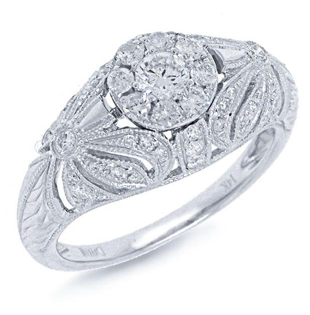 0.67 Ctw 14k White Gold Diamond Womens Ring
