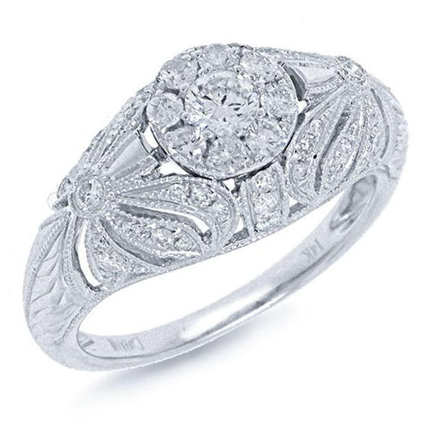 0.67 Ctw 14k White Gold Diamond Womens Ring