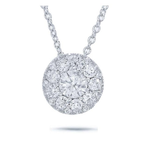 0.17 Ctw Round Brilliant Center And 0.15 Ctw Side 14k White Gold Diamond Pendant Necklace With 18 Inch Chain