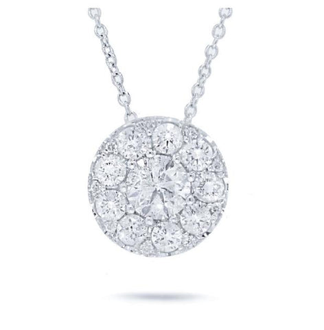 0.82 Ctw 14k White Gold Round Brilliant Diamond Pendant Necklace With 18 Inch Chain