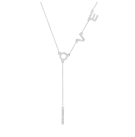 0.17 Ctw 14k White Gold Diamond "love" Necklace