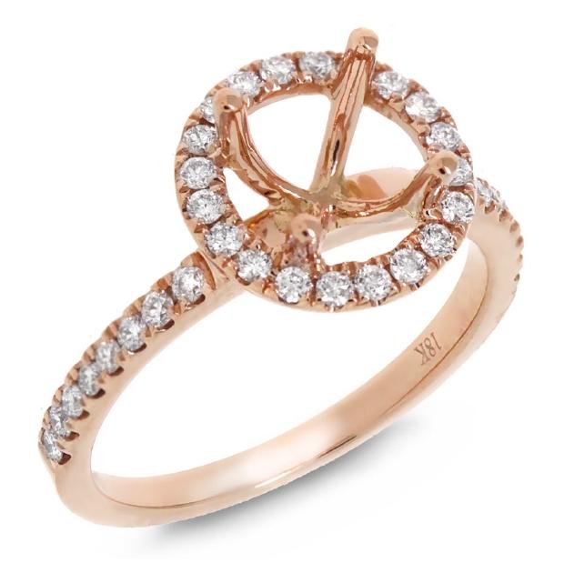 0.36 Ctw 18k Rose Gold Diamond Semi-mount Ring