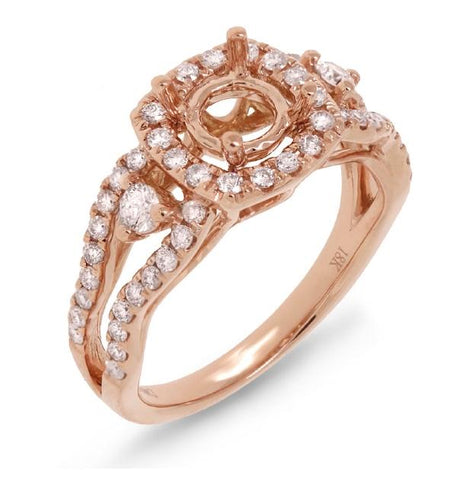 0.70 Ctw 18k Rose Gold Diamond Semi-mount Ring