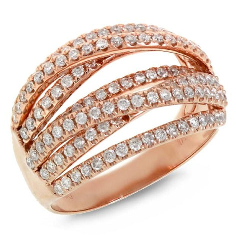 0.91 Ctw 14k Rose Gold Diamond Bridge Ring