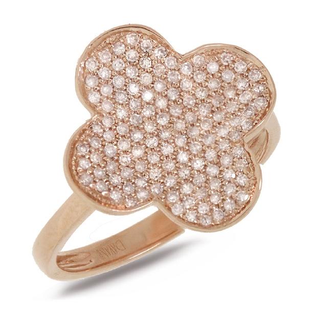 0.43 Ctw 14k Rose Gold Diamond Pave Clover Ring