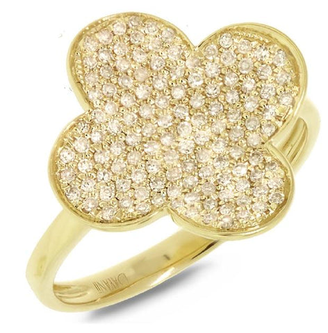 0.43 Ctw 14k Yellow Gold Diamond Pave Clover Ring