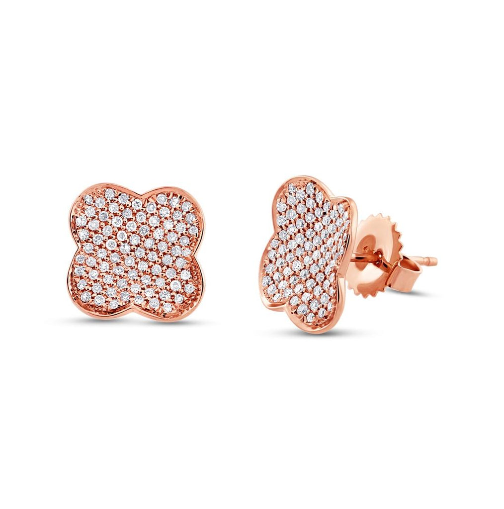 0.53 Ctw 14k Rose Gold Diamond Pave Clover Earring