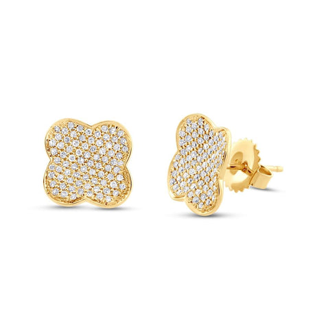 0.53 Ctw 14k Yellow Gold Diamond Pave Clover Earring