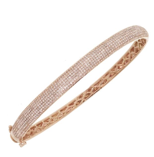 1.54 Ctw 14k Rose Gold Diamond Pave Bangle Bracelet