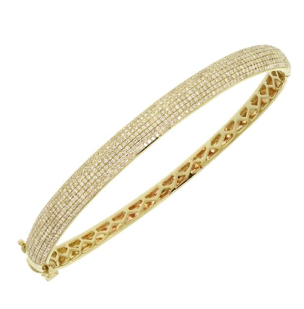 1.54 Ctw 14k Yellow Gold Diamond Pave Bangle Bracelet