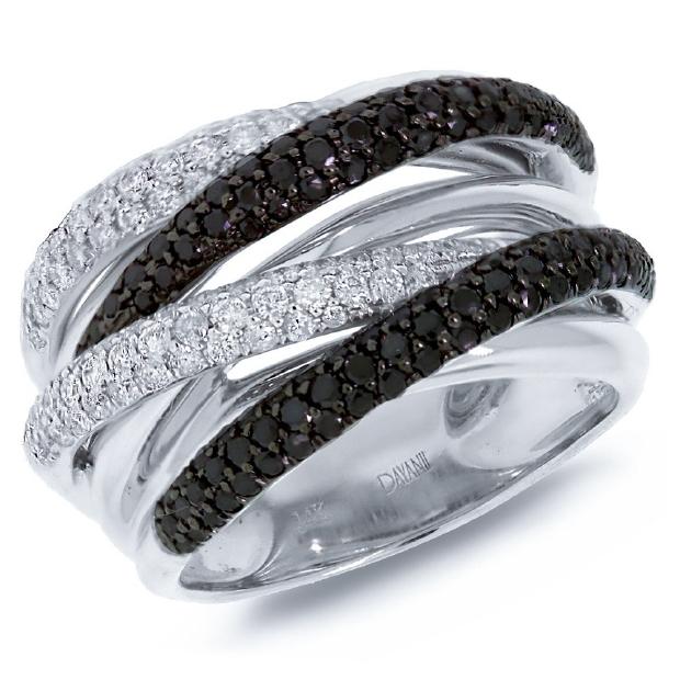 1.60 Ctw 14k White Gold Black And White Diamond Bridge Ring