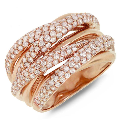 1.60 Ctw 14k Rose Gold Rose Gold Diamond Bridge Ring Size 6.5