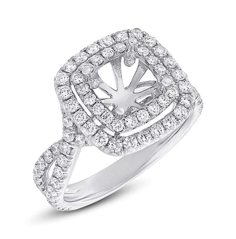 1.24 Ctw 14k White Gold Diamond Semi-mount Ring