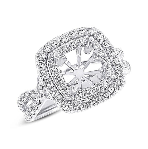 1.24 Ctw 18k White Gold Diamond Semi-mount Ring