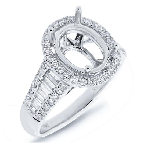 0.74 Ctw 18k White Gold Diamond Semi-mount Ring