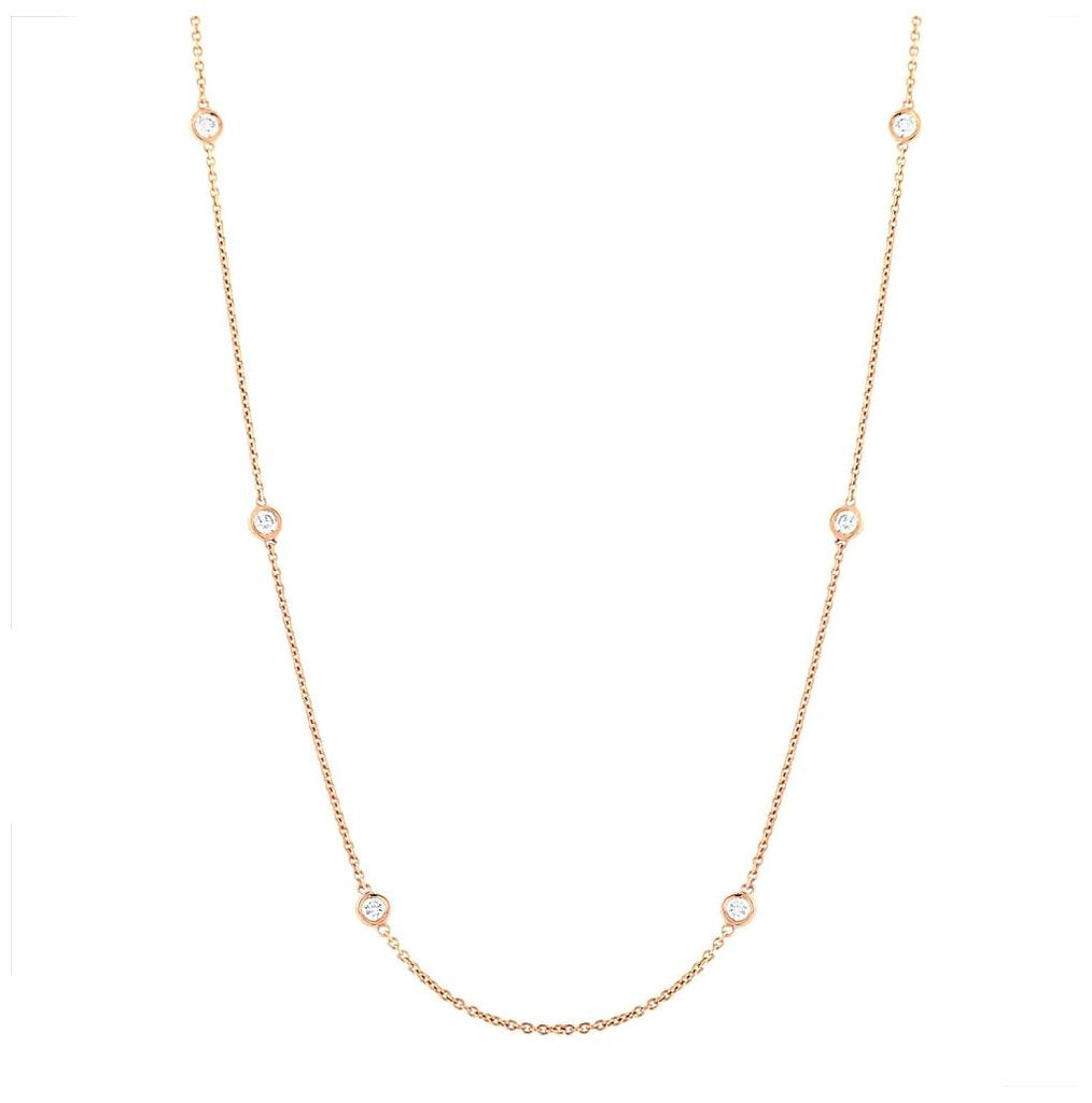 0.77 Ctw 14k Yellow Gold 18" Diamonds By The Yard Chain