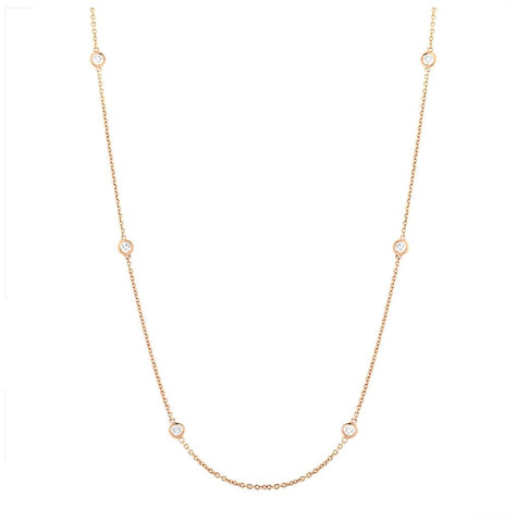 0.77 Ctw 14k Yellow Gold 18" Diamonds By The Yard Chain