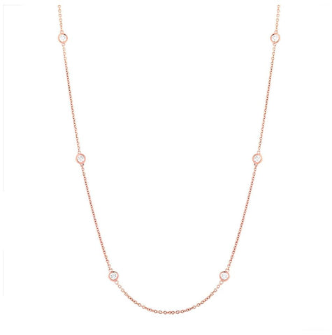 0.77 Ctw 14k Rose Gold 18" Diamonds By The Yard Chain