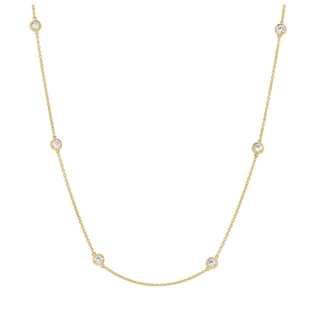 1.02 Ctw 14k Yellow Gold 18" Diamonds By The Yard Chain