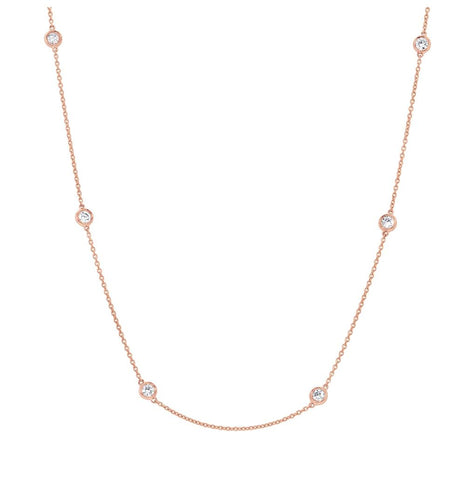 1.02 Ctw 14k Rose Gold 18" Diamonds By The Yard Chain