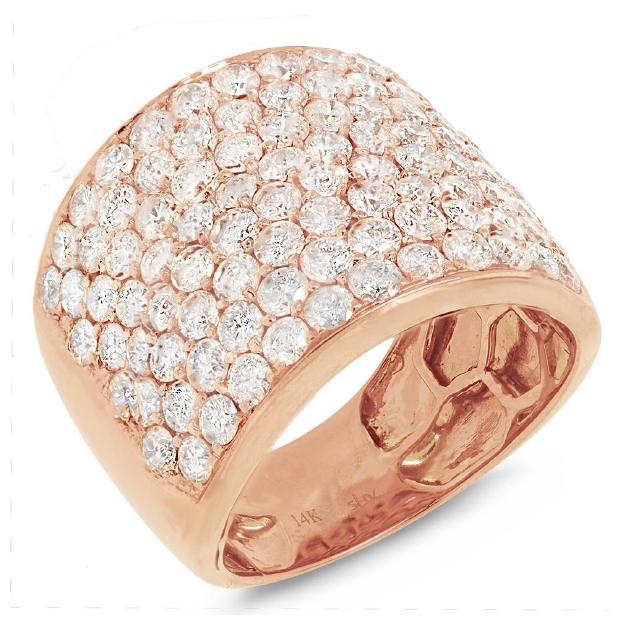 3.75 Ctw 14k Rose Gold Diamond Pave Womens Ring