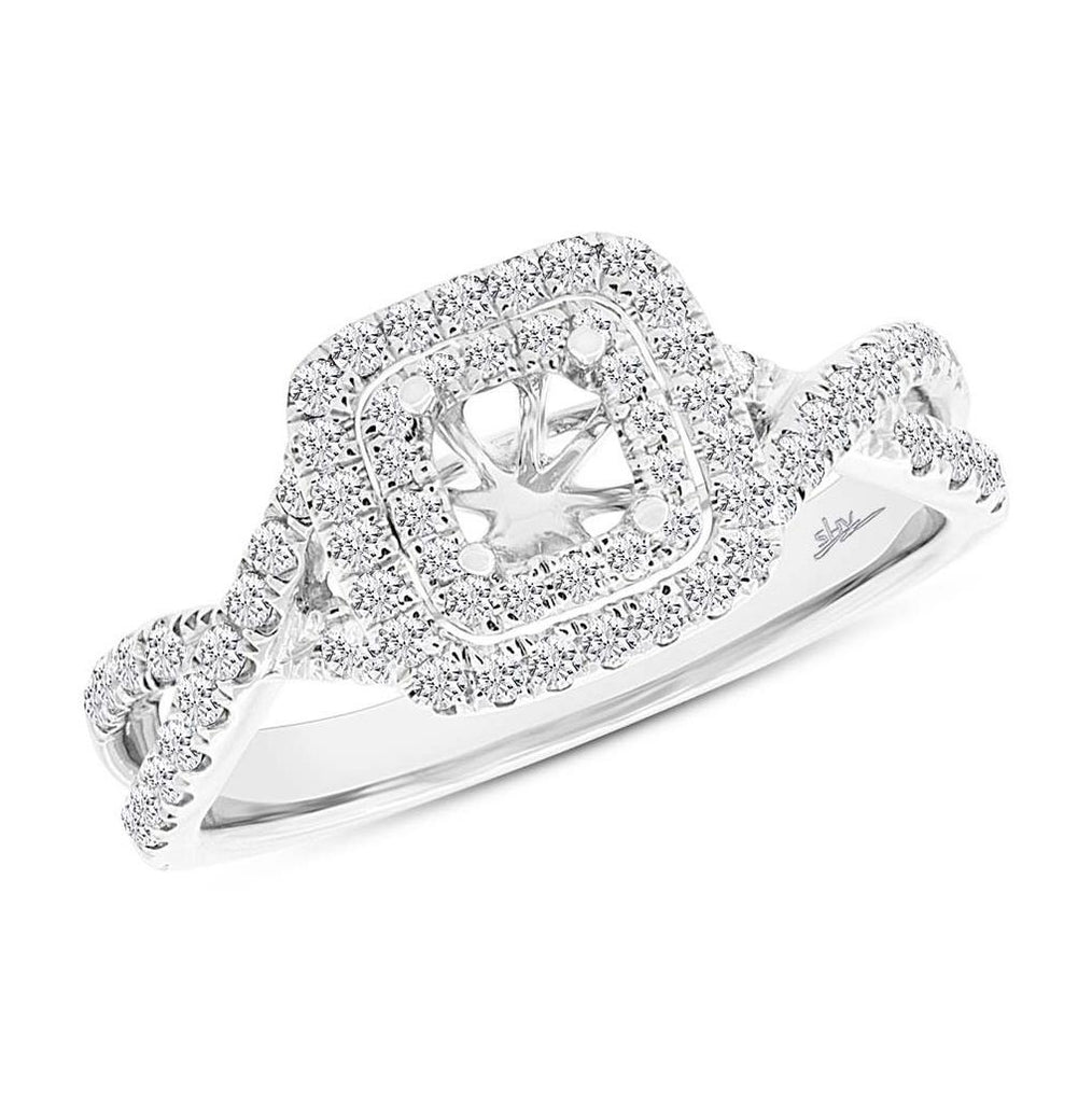 0.51 Ctw 14k White Gold Diamond Semi-mount Ring For 4.5x4.5mm Center