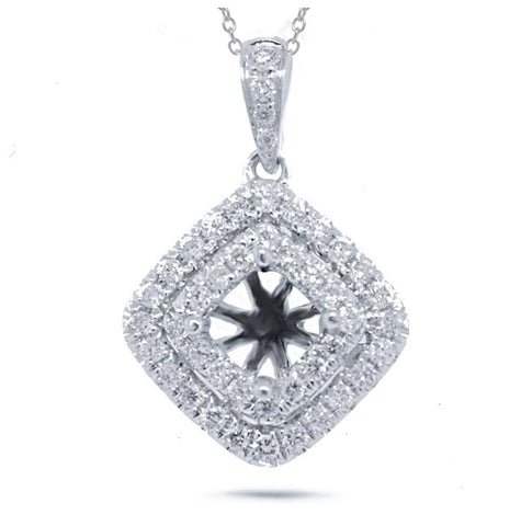 0.25 Ctw 14k White Gold Diamond Semi-mount Pendant Necklace With 18 Inch Chain