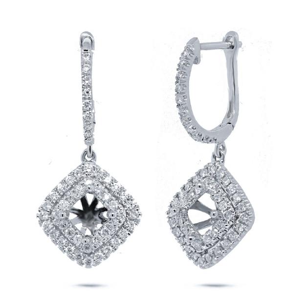 0.55 Ctw 14k White Gold Diamond Semi-mount Earring