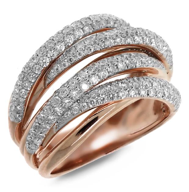 1.60 Ctw 14k Two-tone Gold Rose Gold Diamond Bridge Ring