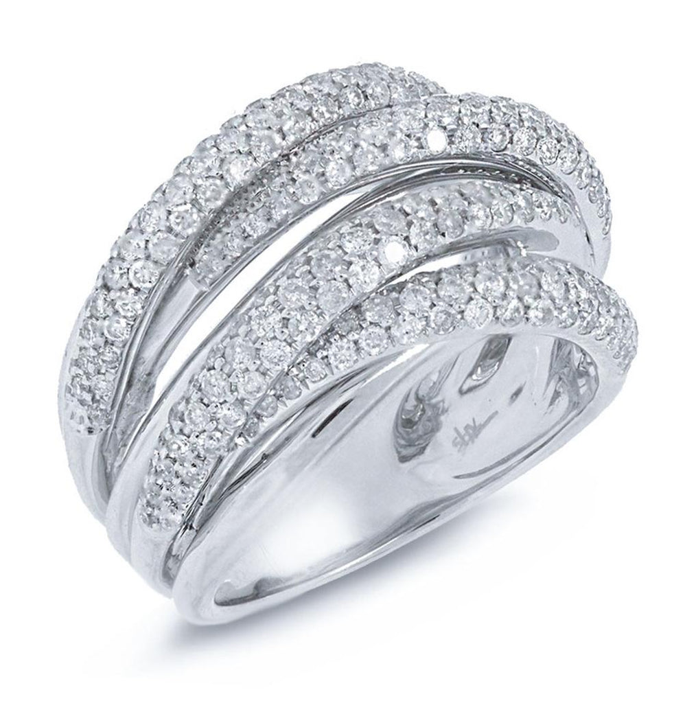 1.60 Ctw 14k White Gold Rose Gold Diamond Bridge Ring Size 8.5