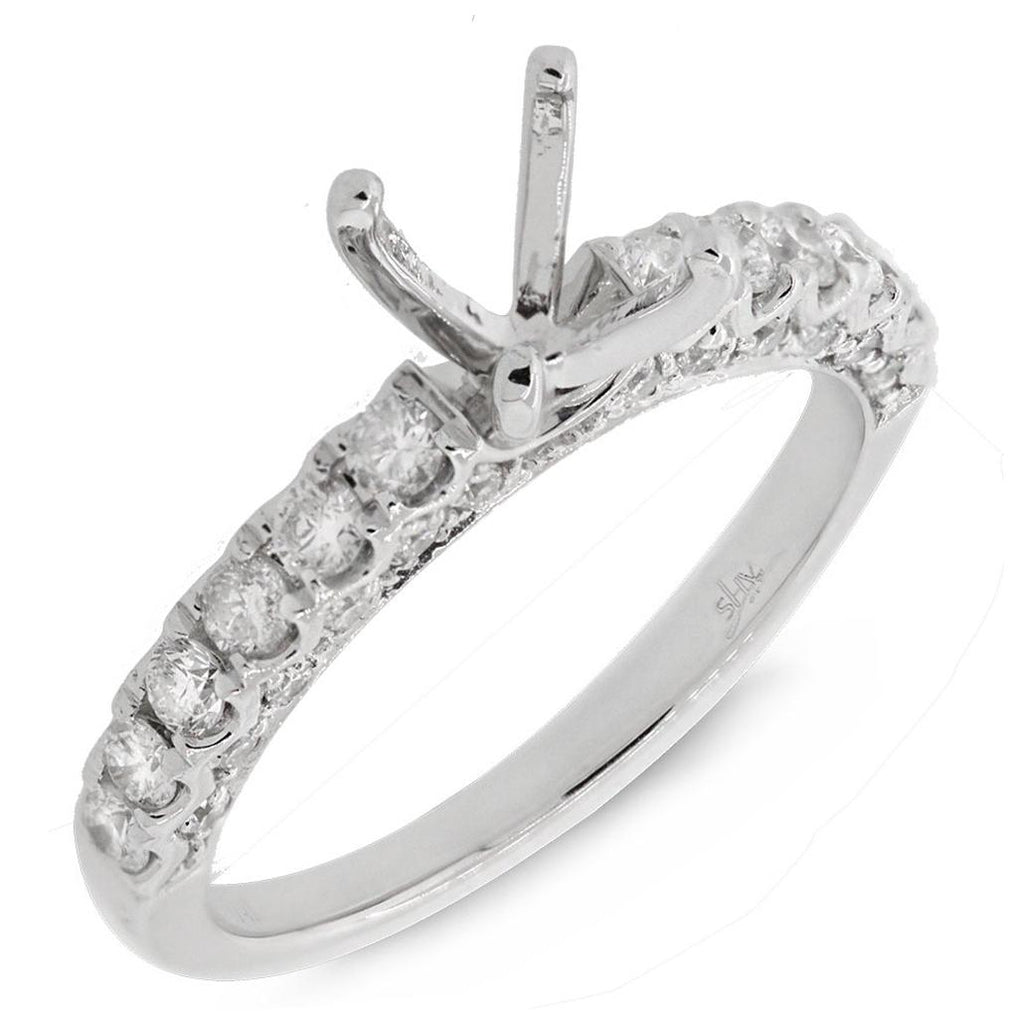 0.65 Ctw 14k White Gold Diamond Semi-mount Ring