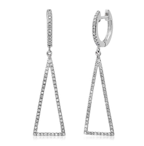 0.43 Ctw 14k White Gold Diamond Triangle Earring