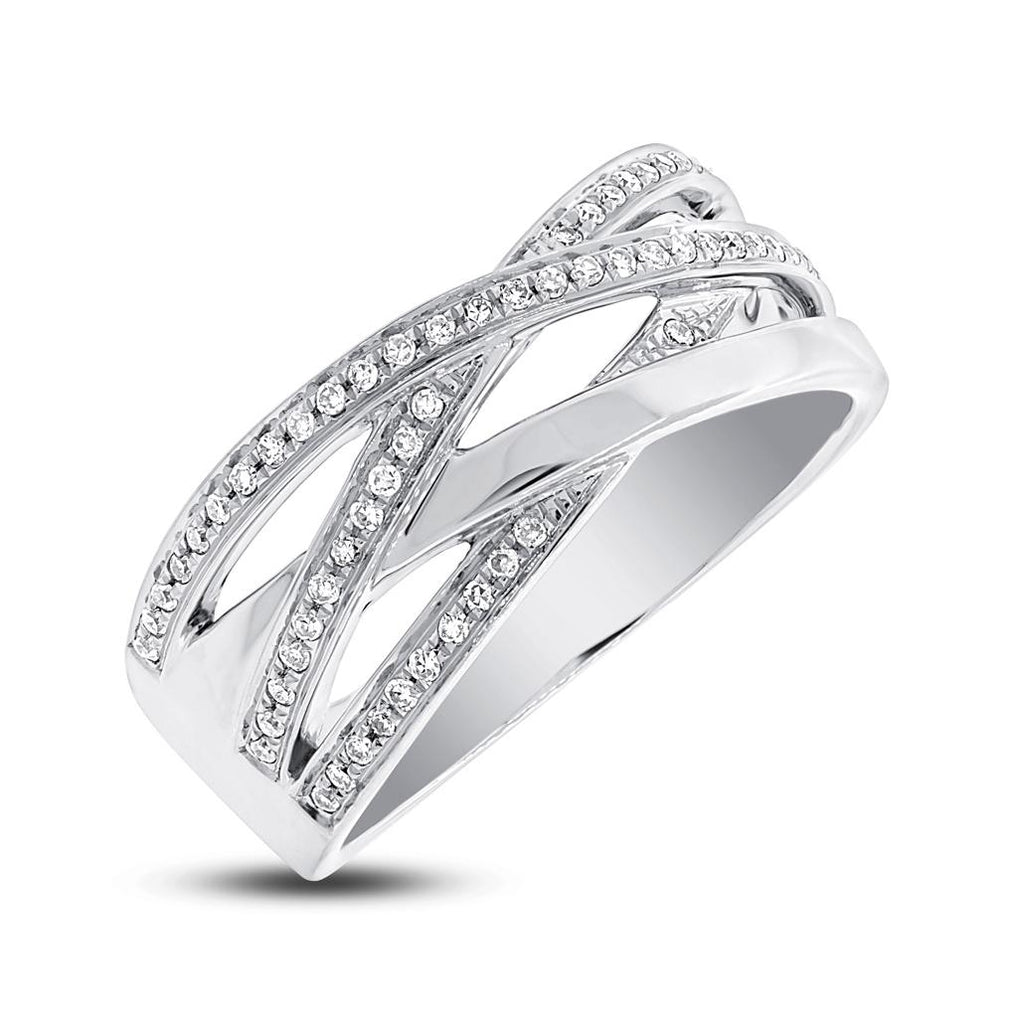 0.18 Ctw 14k White Gold Diamond Bridge Ring