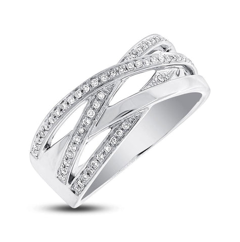 0.18 Ctw 14k White Gold Diamond Bridge Ring