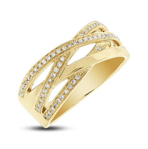 0.18 Ctw 14k Yellow Gold Diamond Bridge Ring