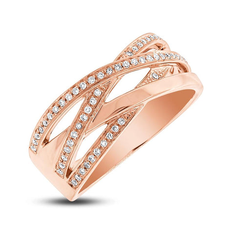 0.18 Ctw 14k Rose Gold Diamond Bridge Ring