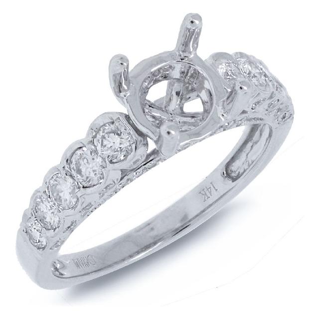 0.77 Ctw 14k White Gold Diamond Semi-mount Ring