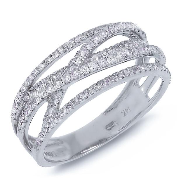 0.50 Ctw 14k White Gold Diamond Bridge Ring