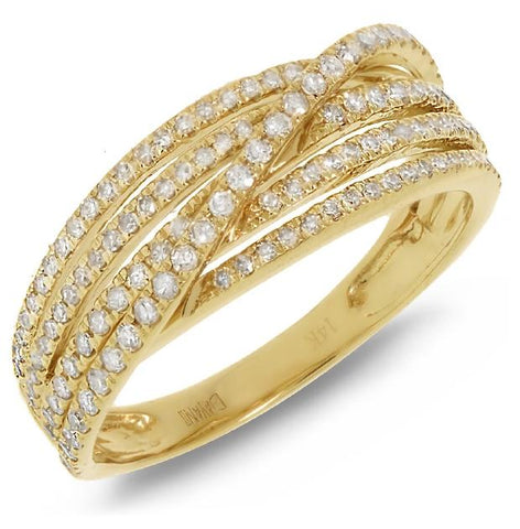 0.49 Ctw 14k Yellow Gold Diamond Bridge Ring