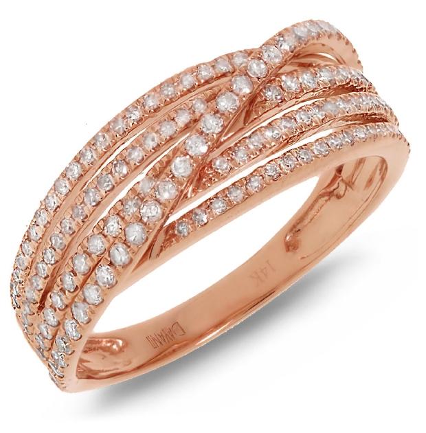 0.49 Ctw 14k Rose Gold Diamond Bridge Ring