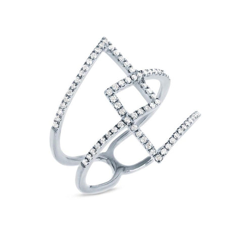 0.30 Ctw 14k White Gold Diamond Womens Ring Size 10