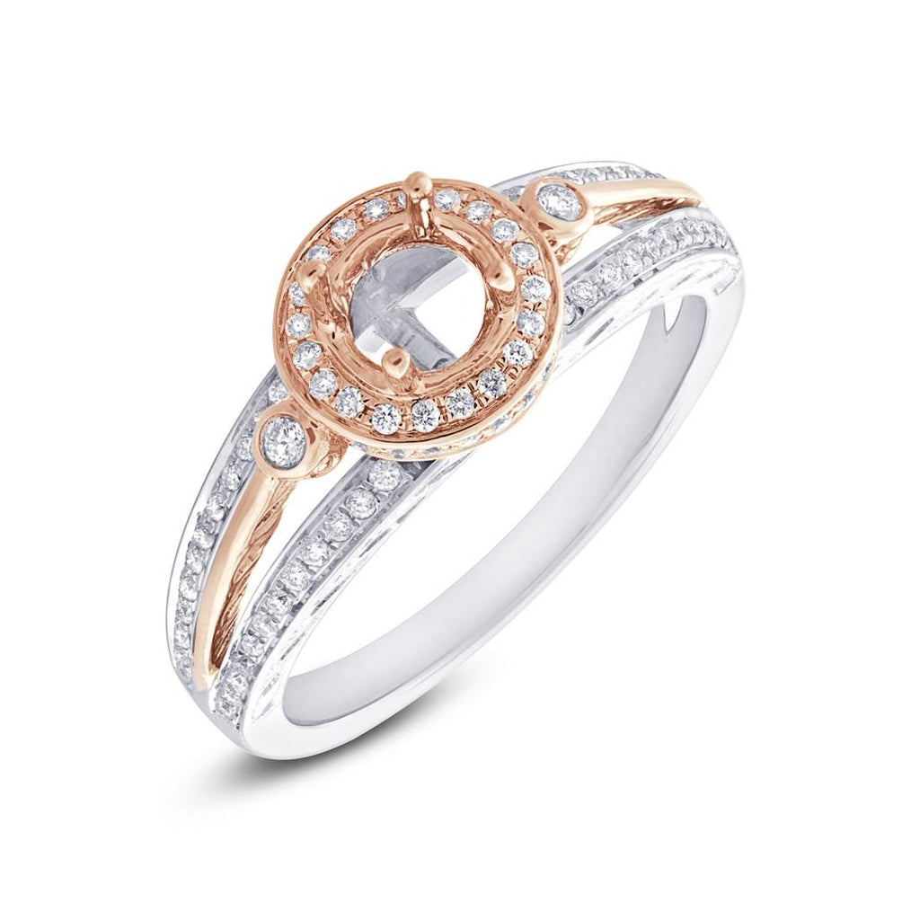 0.26 Ctw 14k Two-tone Rose Gold Diamond Semi-mount Ring