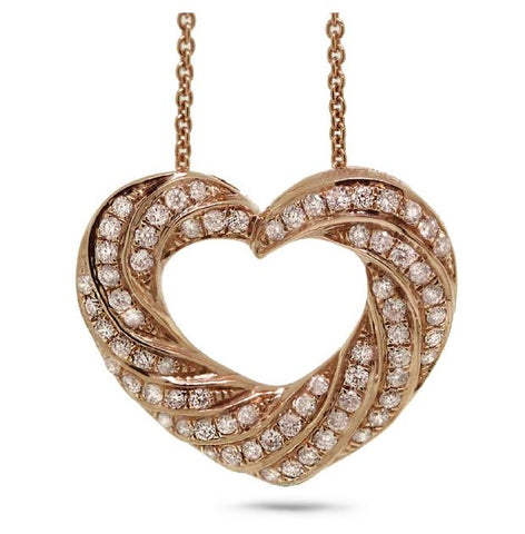 0.38 Ctw 14k Rose Gold Diamond Heart Pendant Necklace With 18 Inch Chain