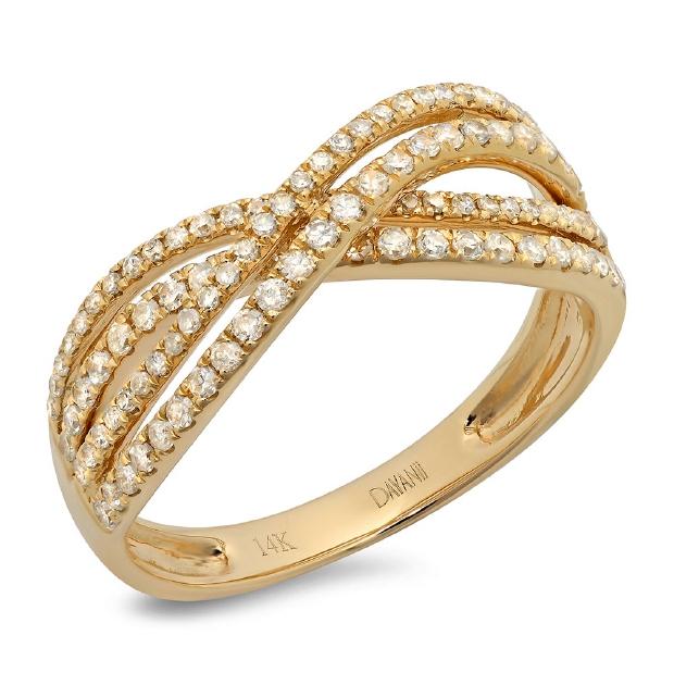 0.48 Ctw 14k Yellow Gold Diamond Bridge Ring