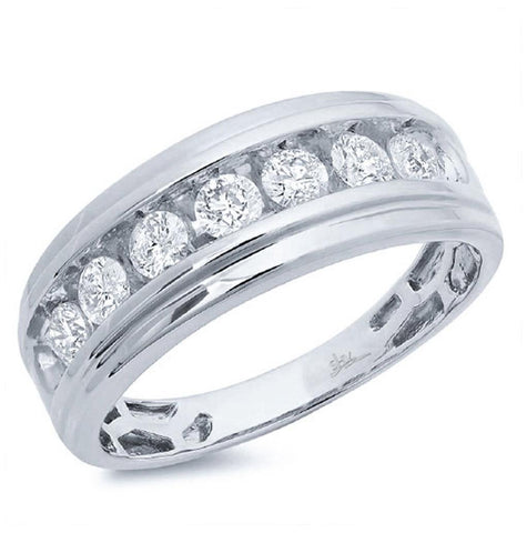 1.01 Ctw 14k White Gold Diamond Mens Band