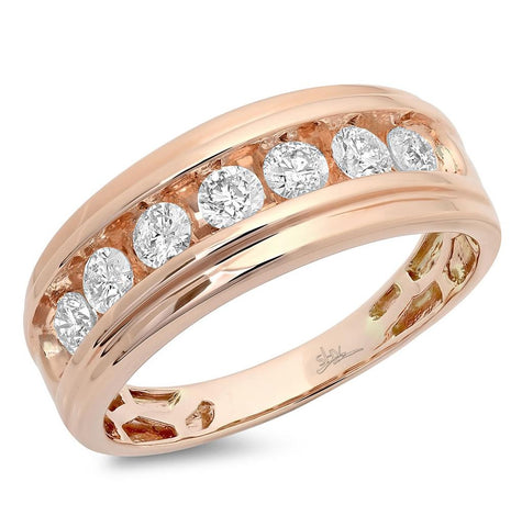 1.01 Ctw 14k Rose Gold Diamond Mens Band