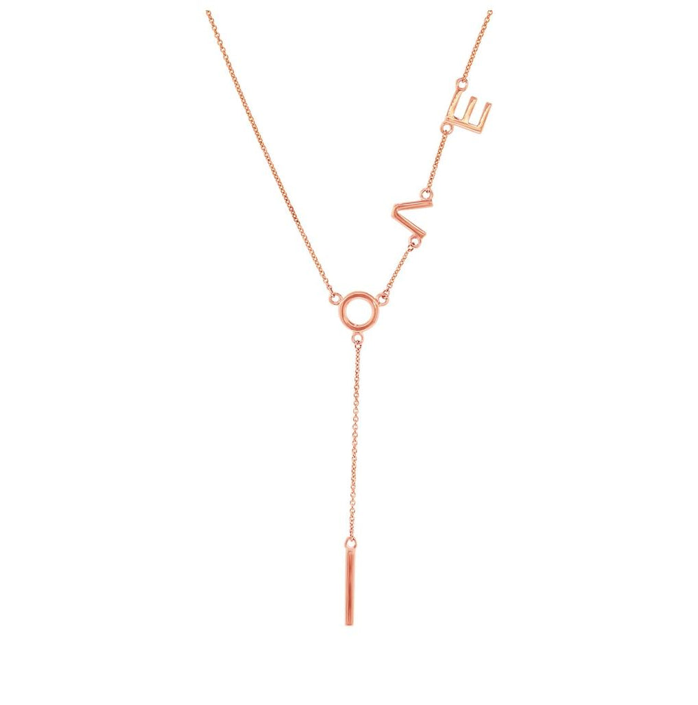 0.04 Ctw 14k Rose Gold Diamond "love" Necklace